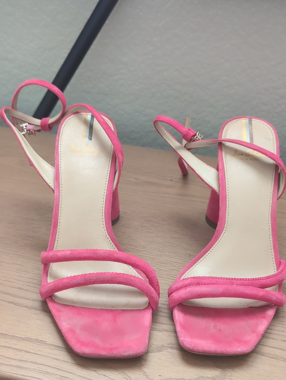 Sam Edelman Pink Suede Strappy Block Heel Sandals